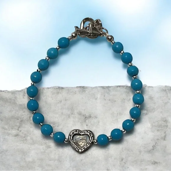 Turquoise Handcrafted Beaded Butterfly Pendant Necklace & Bracelet Set - Picture 2 of 6